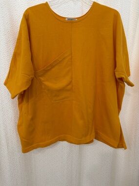 Womens Mustard Oversized Short Sleeve Top